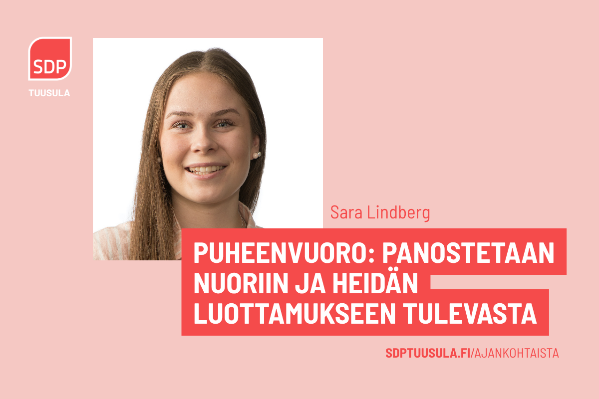 Puheenvuoro: Panostetaan nuoriin ja heidän luottamukseen tulevasta